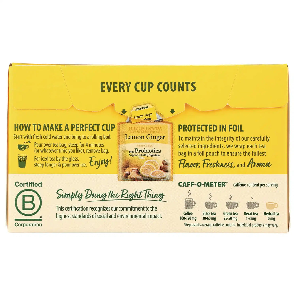 Lemon Ginger Herbal Tea Plus Probiotics