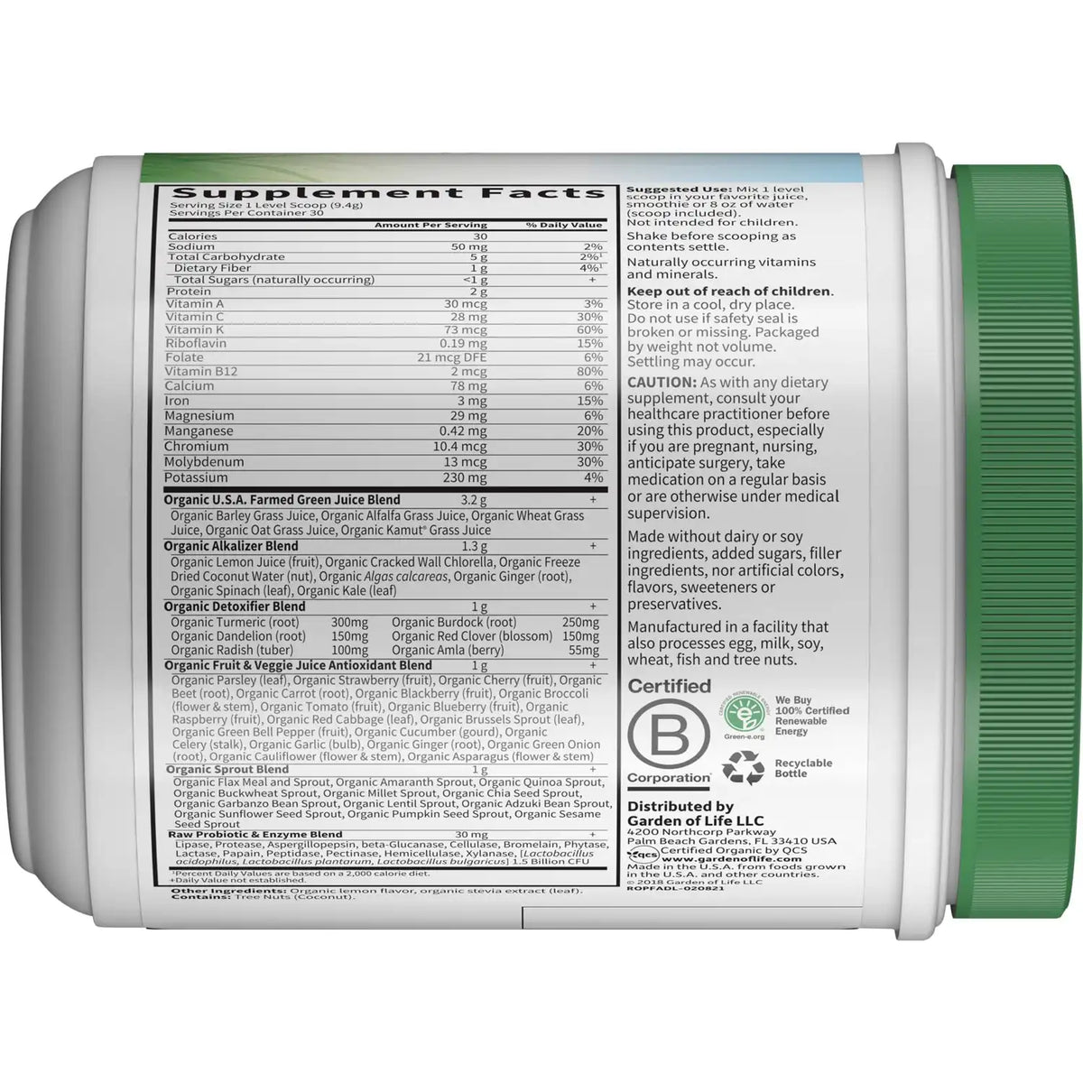 Raw Organic Perfect Food Alkalizer & Detoxifier -Lemon Ginger