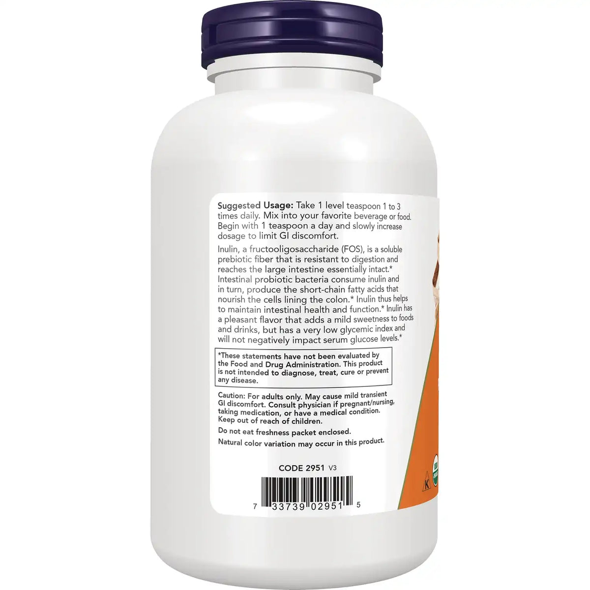 Certified Organic Inulin Prebiotic Pure Powder