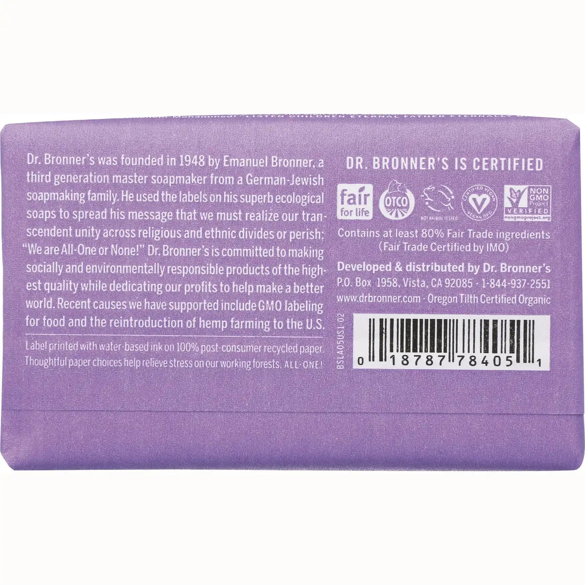 All-One Hemp Lavender Pure-Castile Bar Soap